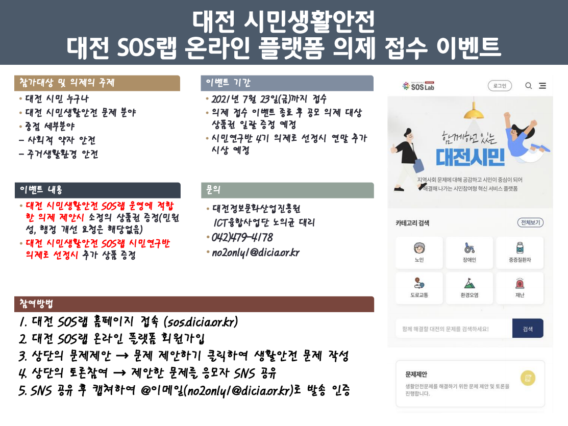 대전 SOS랩 온라인 플랫폼 의제 공모 이벤트